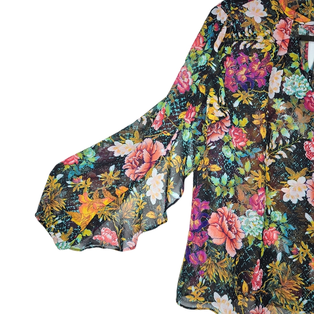 Bold Elements Floral Blouse Medium - image 3